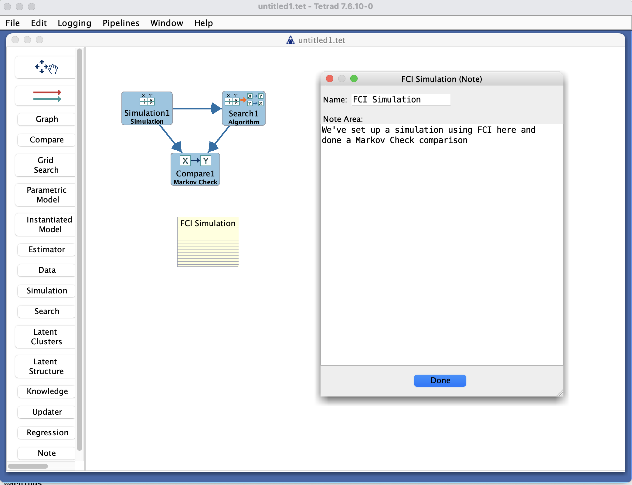 Note Box in the Tetrad interface.