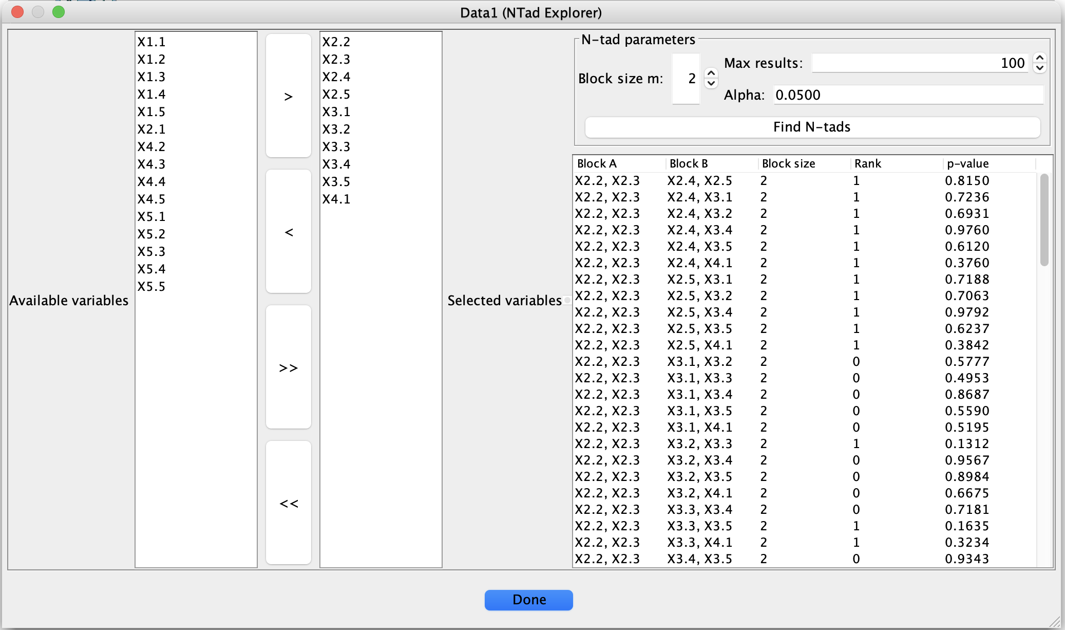 N-tad Explorer dialog in the Data box.