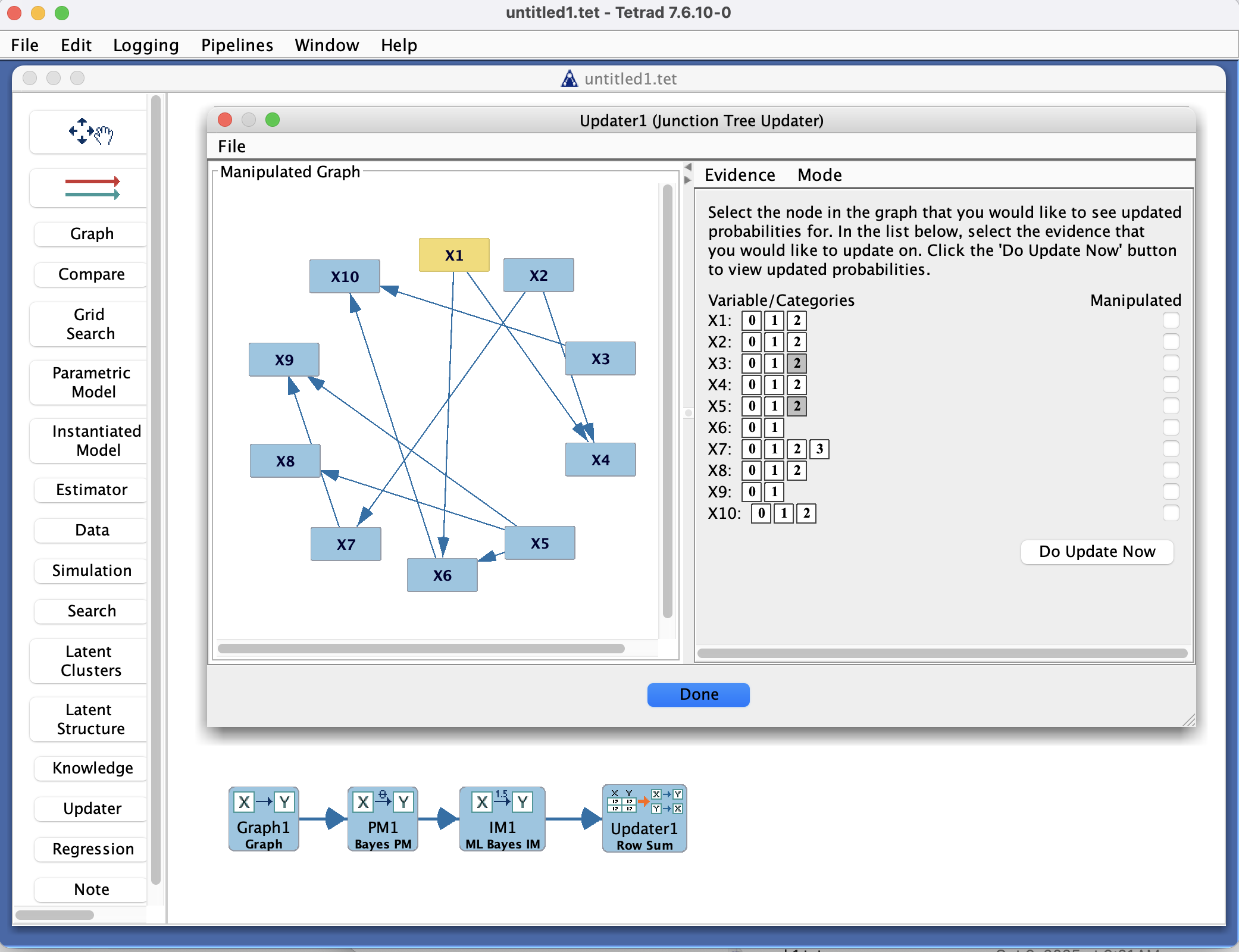Updater Box in the Tetrad interface.